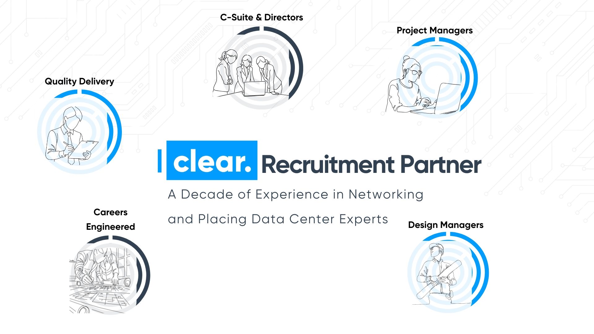 Clear Recruitment with image line drawings of employees